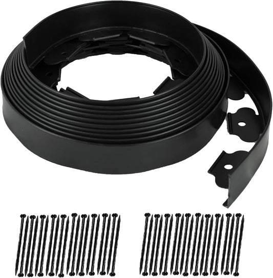 Hugeleaf Landscape Edging 2 Inch Tall, 40 Feet Garden Edging Border with 40Pcs Stakes,Lawn Border for Landscaping, Flower Beds(Black)