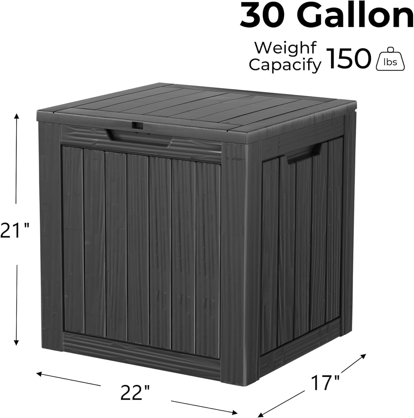 30 Gallon Deck Box, Resin Outdoor Indoor Waterproof Storage Box, Lockable Storage Box With Handle for Patio Furniture - Garden Tools - Swimming Pool Tools UV-Resistant, Black