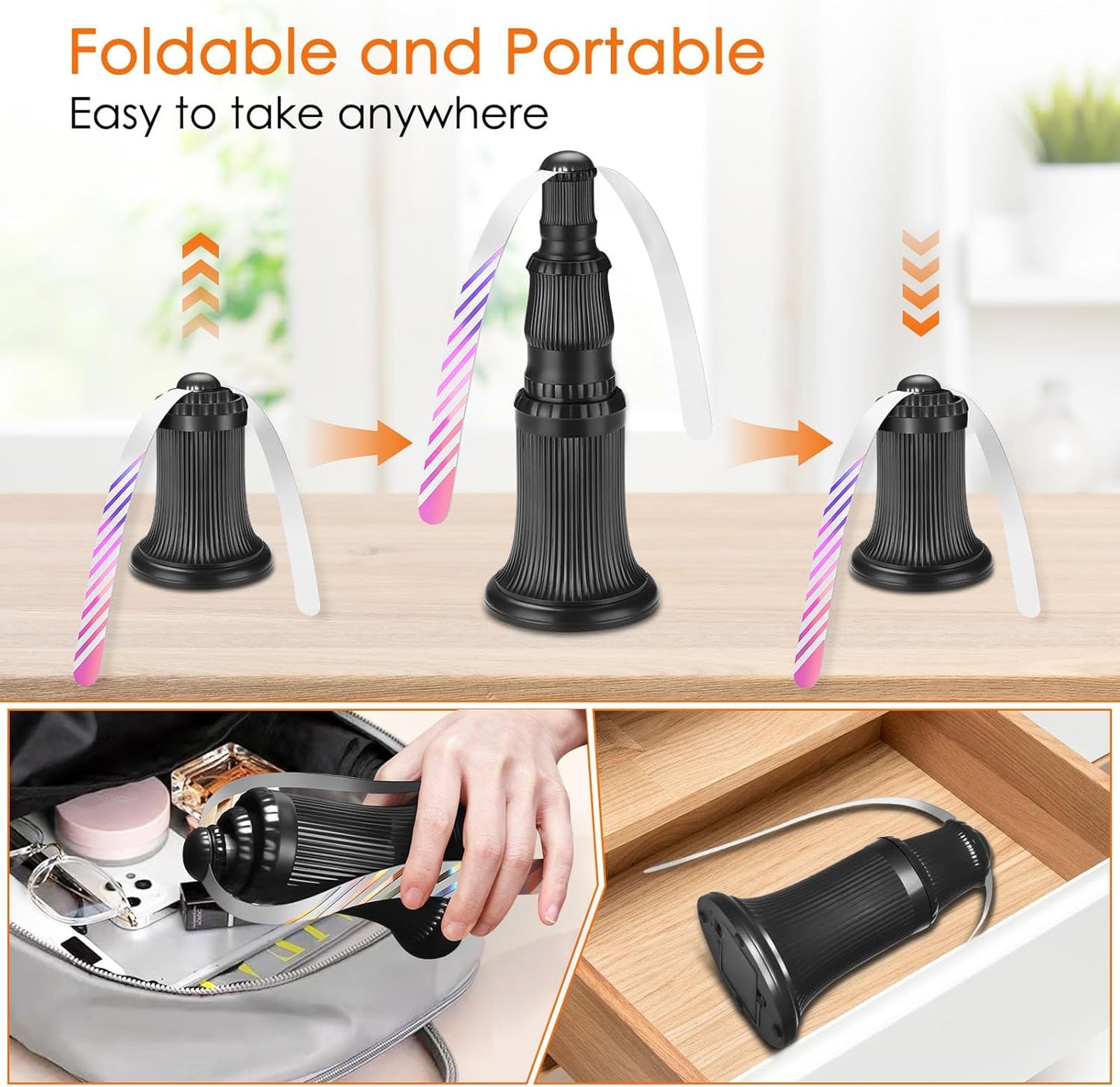 Fly Fans for Tables, Fly Fan for Indoor Outdoor Tables Battery Powered Fly Swatter Fan to Keep Flies Away with Holographic Blades for Home Party Outside Picnic, 6 Pack