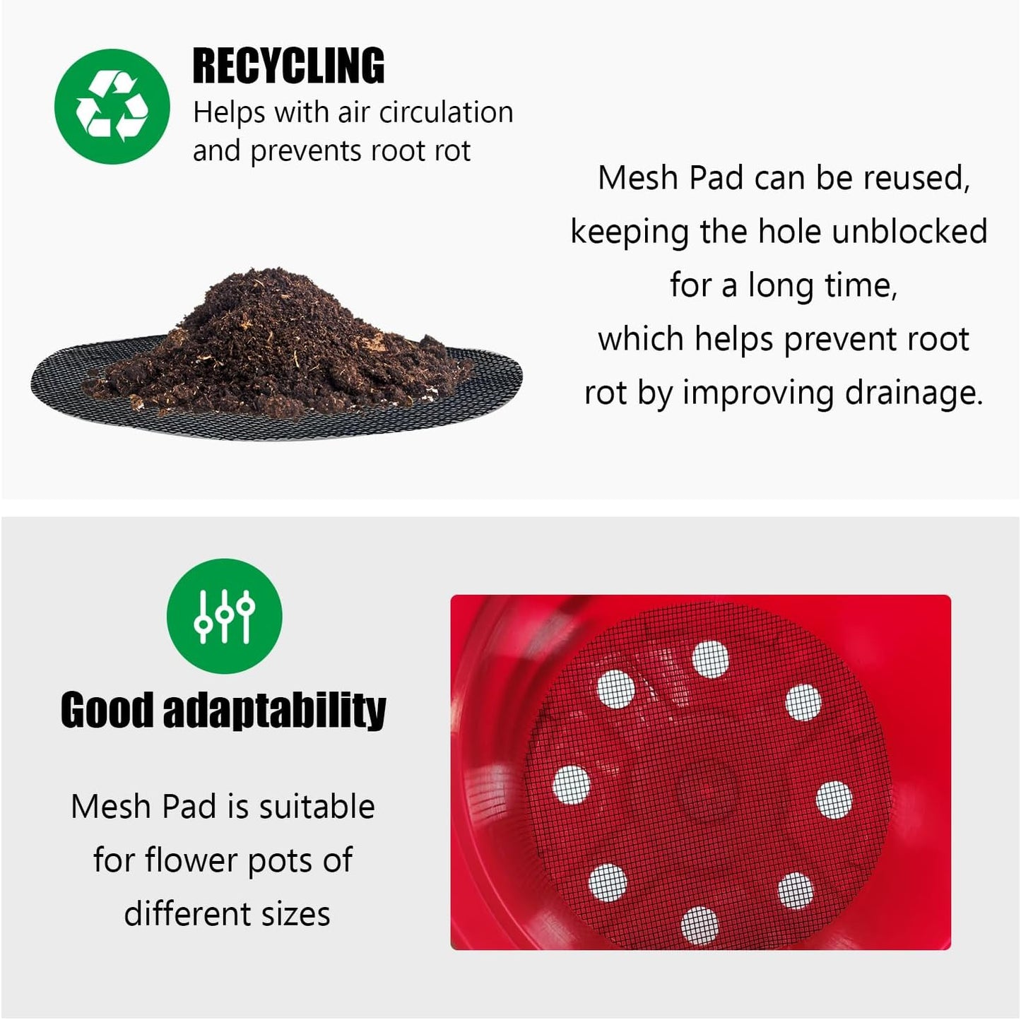 200 Pack 68MM, 2.7 inch Round Mesh Nets for Block Soil Leaking of 4 inch Nursery Pots(or Other Pots Bottom Around 2.7")