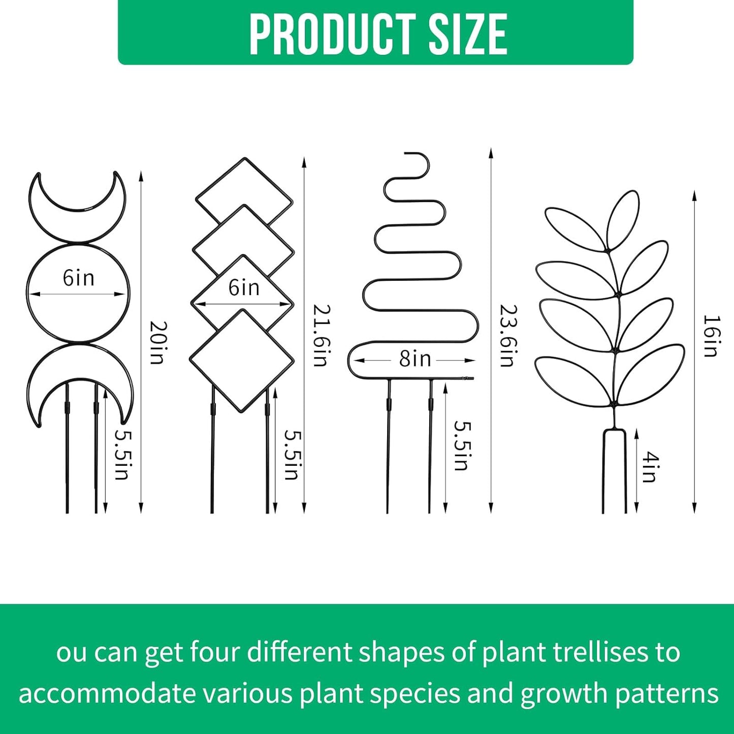 4 Pack Plant Trellis for Climbing Plants Indoor Outdoor, Garden Trellis for Potted Plants, Metal Climbing Plant Support for Houseplant