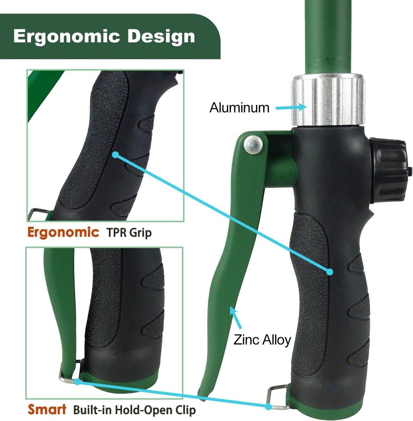 Heavy Duty 21 Inch Watering Wand with Pivoting Head, Adjustable Water Sprayer Wand with Ergonomic Handle, Spray 6 Watering Patterns, Perfect for Watering Hanging Plants