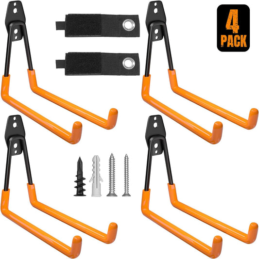 Garage Hooks Heavy Duty 6 Pack Utility Wall Mount Storage Hangers with Extension Cord Holder Organizer for Power Tool Garden Tool Ladder Hose and More