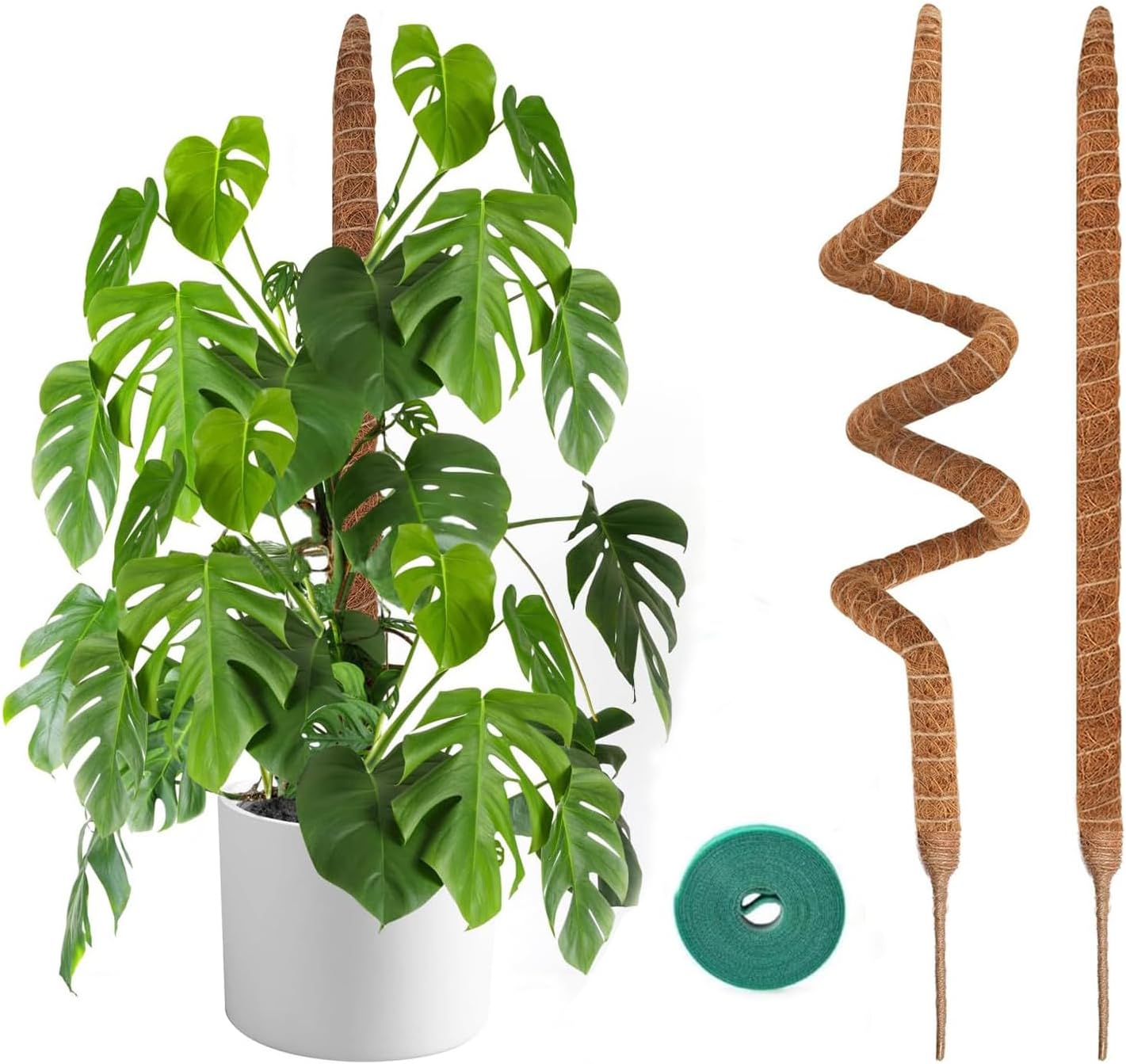 2 Pack Moss Pole, 28 Inch Bendable Moss Poles for Plants Monstera for Climbing Plants, Handmade Coco Coir Pole Plant Sticks Support Stakes for Indoor Plants Plant Grow