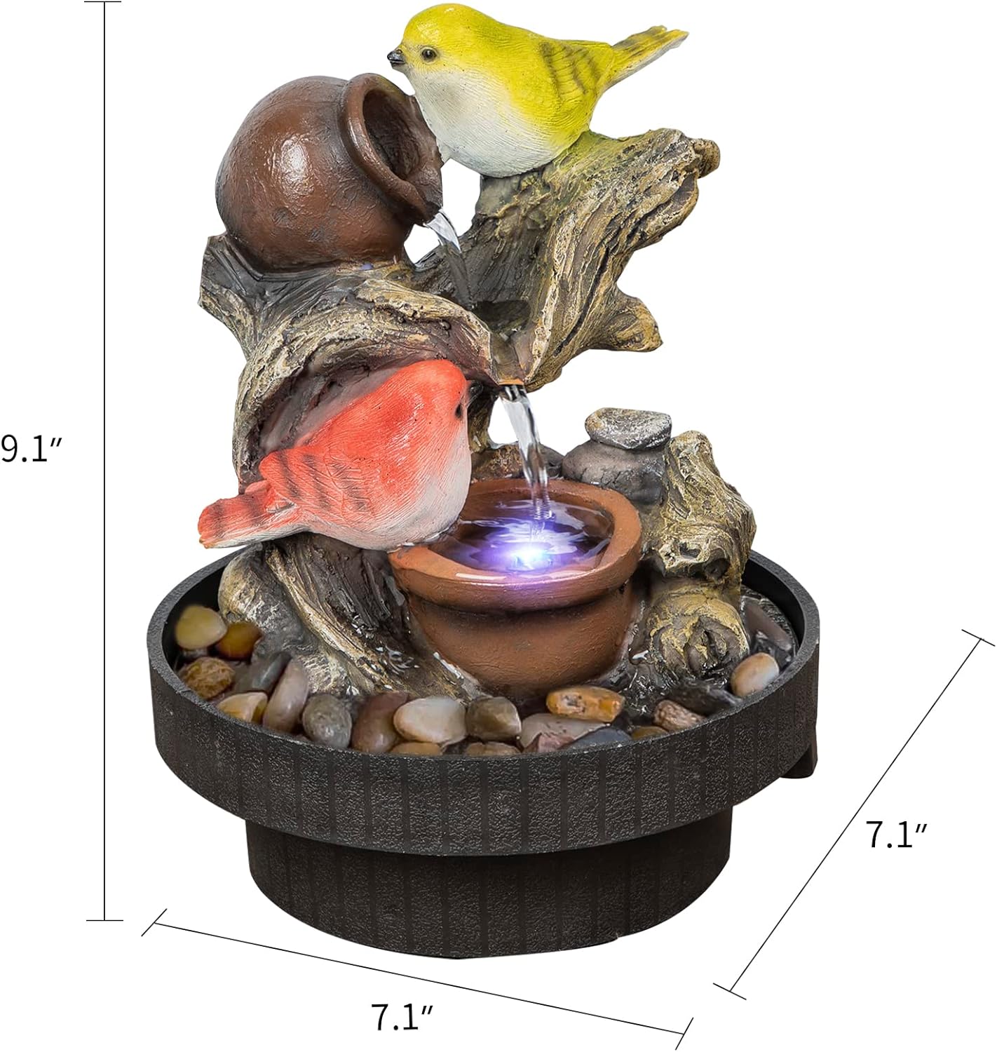 Ferrisland Indoor Tabletop Water Fountain, Desktop & Table Waterfall Fountains, Relaxation Fengshui Home Decor with LED Light for Home Office Bedroom House Warming Gift Idea