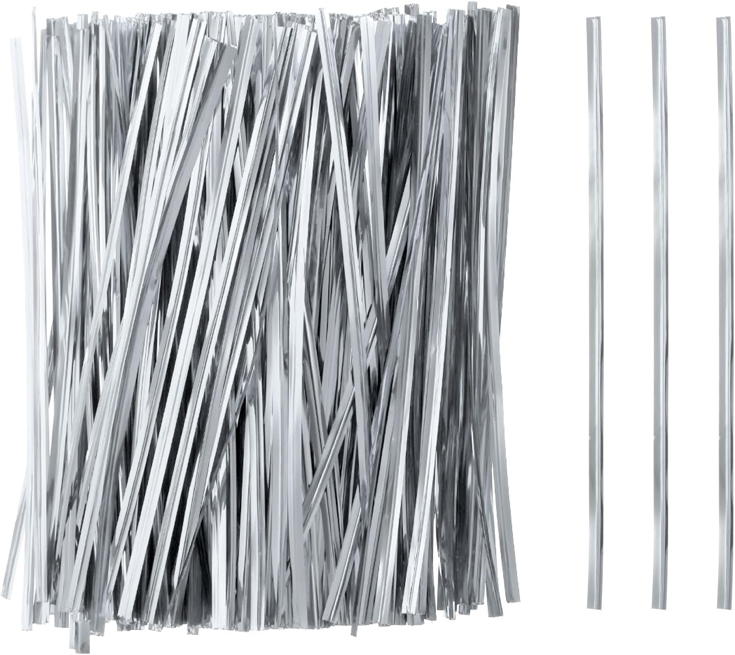 HARFINGTON 800pcs Bag Twist Ties 6" Reusable Plastic Metallic Twist Ties Wire Cable Ties for Party Bread Candy Cake, Silver