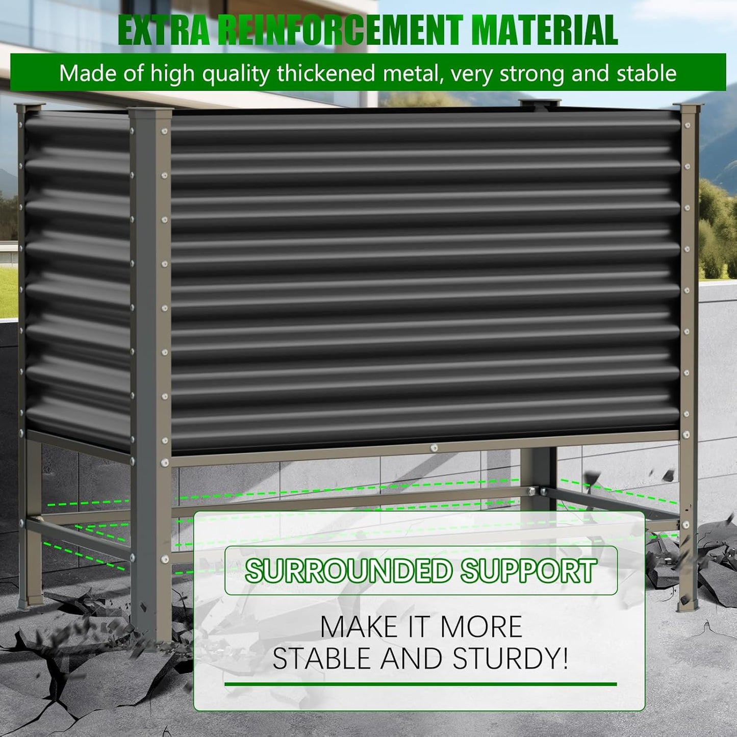 Doniks 2PCS Raised Garden Bed with Legs, 48×24×37in Large Outdoor Metal Galvanized Garden Planting Box,900lb Capacity for Vegetables Lawn Green Flowers, Fruits, Terrace