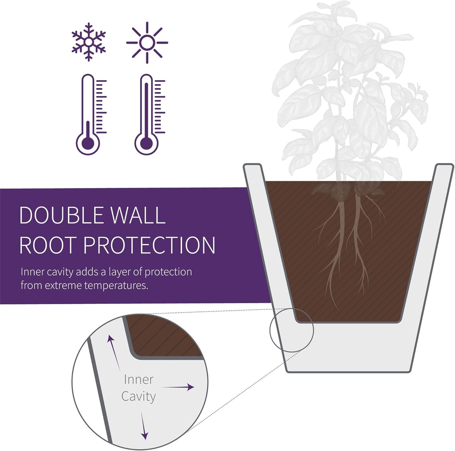 Crescent Garden Madison Planter– Weather-Resistant, Double Walled Indoor/Outdoor Plant Pot with Drain Hole – Large Plastic Plant Pot, 26" W (Olive)