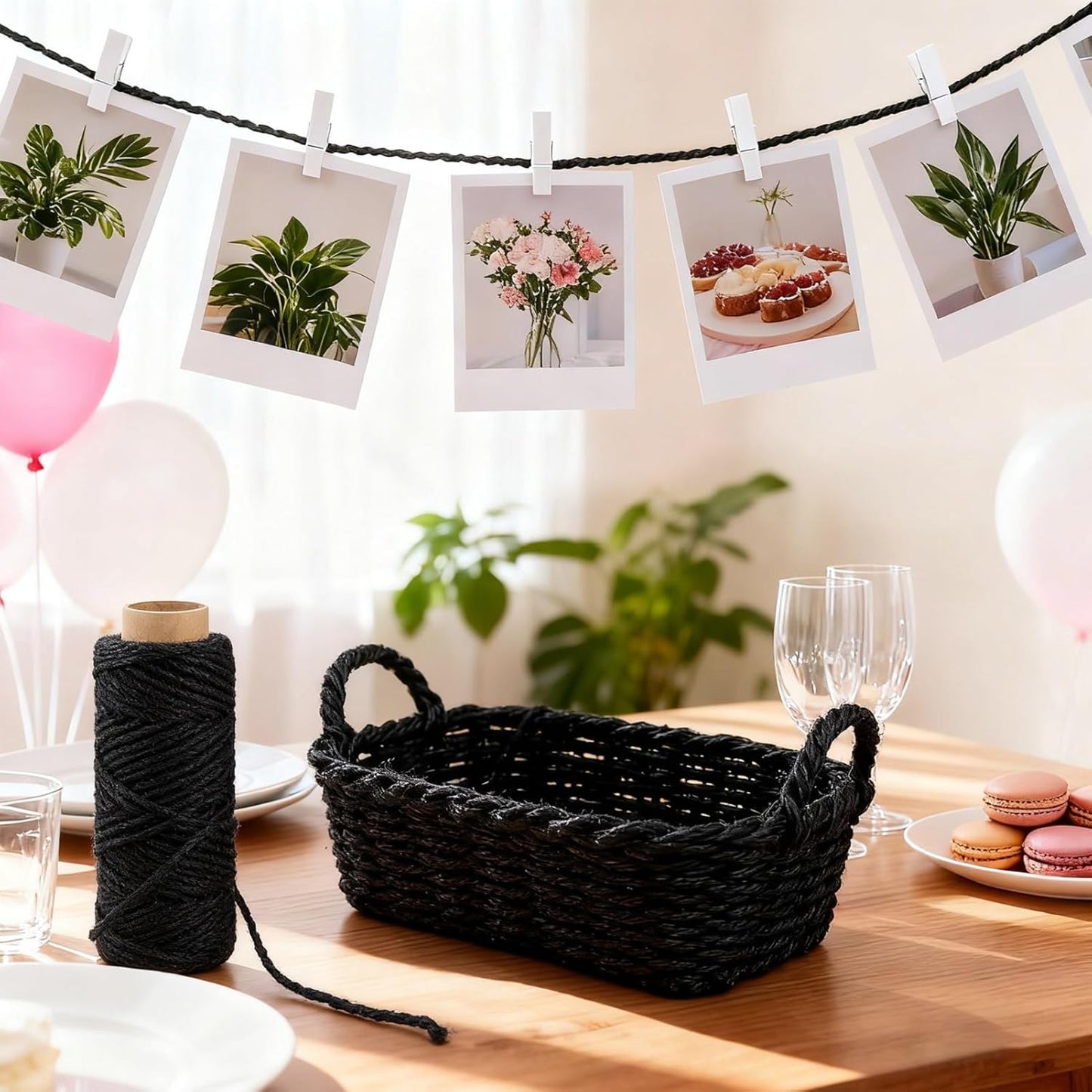 4mm 100 Feet Black Natural Jute Twine, for Crafts Gift, Craft Projects, Wrapping, Bundling, Packing, Holiday Packaging Twine, Gardening and More, Jute Rope to Use Around The House and Garden