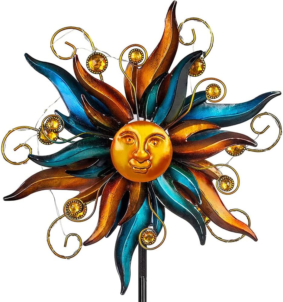 VEWOGARDEN Garden Solar Wind Spinner, Sun Outdoor Metal Wind Sculpture Yard Art Decor for Patio, Lawn & Garden