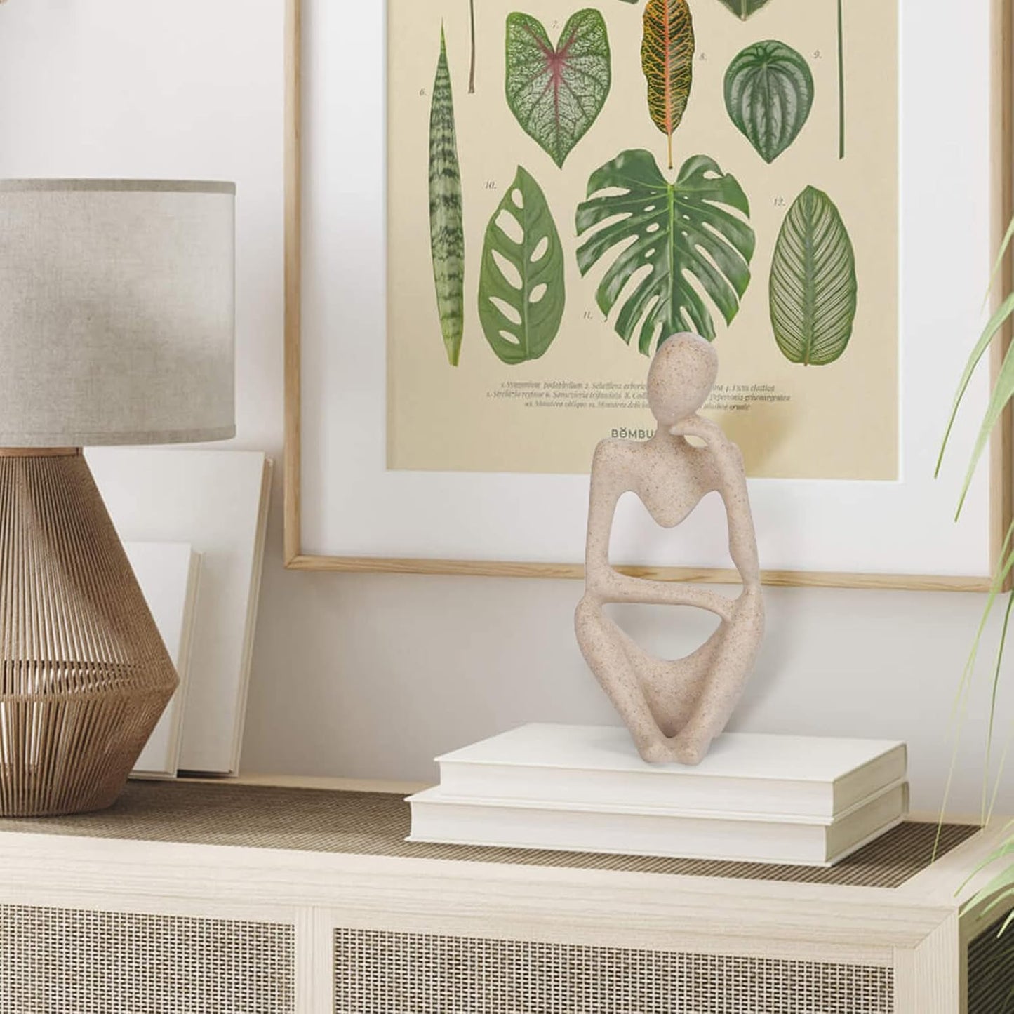 INNOLITES Boho Decor Thinker Statue Abstract Art Sculpture, Sandstone Resin Collectible Figurines for Home Living Room Office Shelf Decoration(Right, Large)