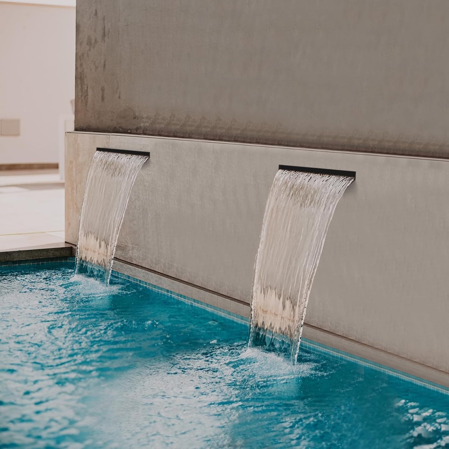 All-in-1 Pond Waterfall Kit with LED Lights, 8 inch Stainless Steel Spillway with 600GPH Water Pump, Outdoor Waterfall Fountain for Water Feature, Garden, Backyard, Pool