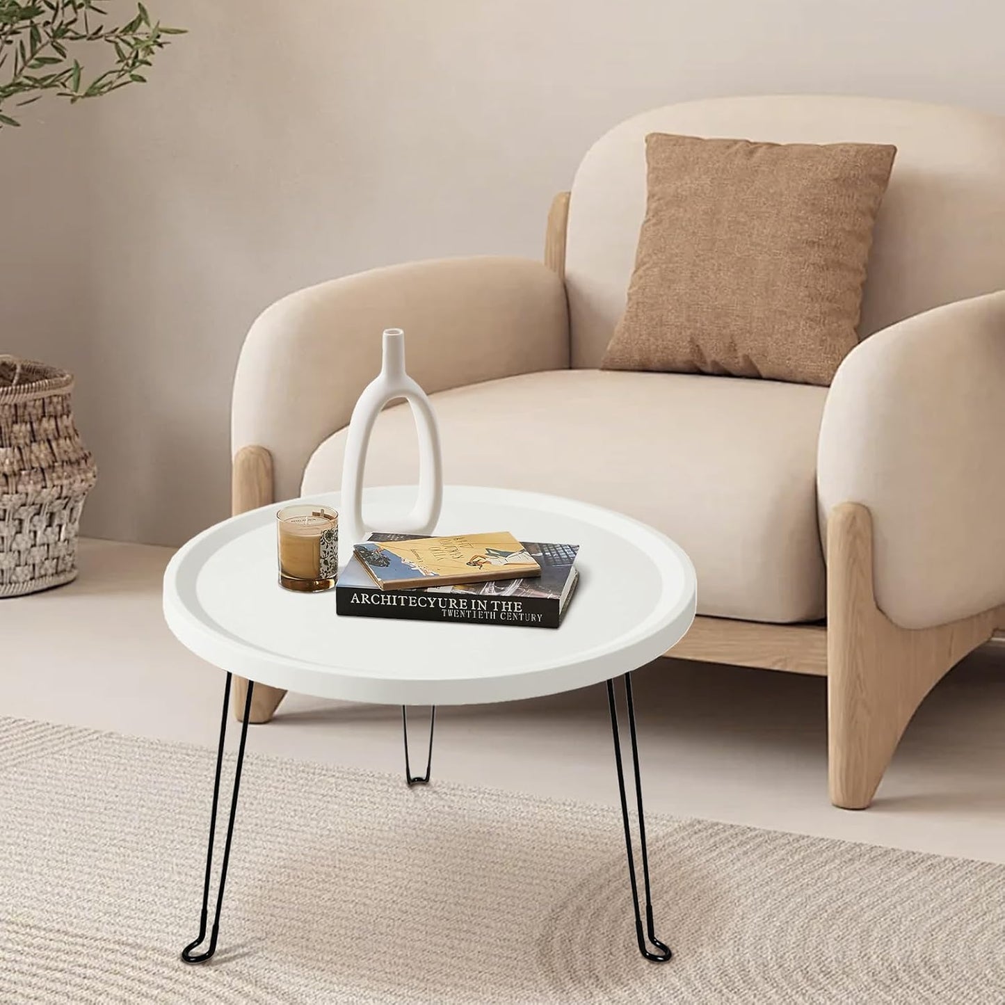 Home or Outdoor Multi-Functional Folding Portable Space-Saving Table (White)