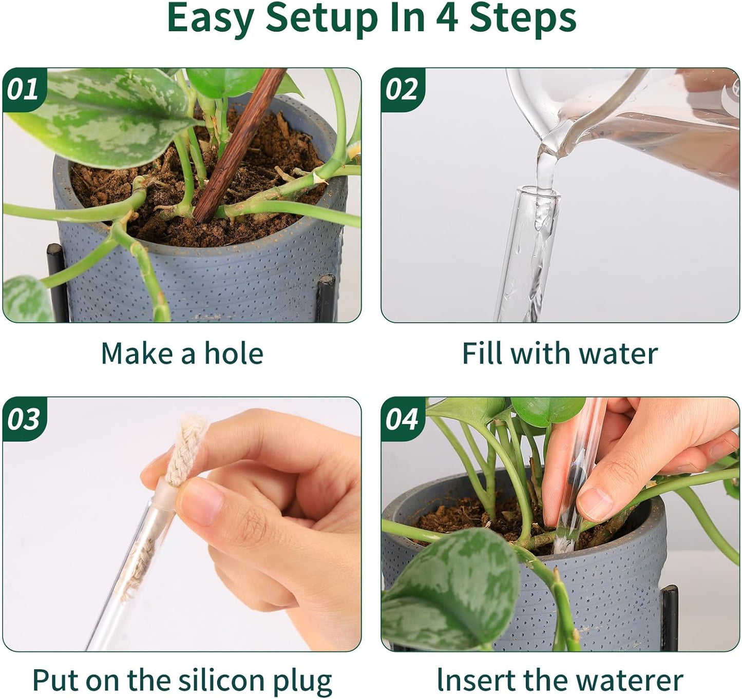 6.4 oz Medium Plant Self Watering Globes, Light Iridescent Glass Water Bulb for Indoor Plants While Away, Automatic Plant Waterer Self-Watering Stakes, Perfect Gardening Gifts, 2 Pack