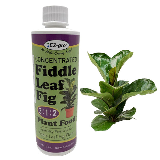 EZ-GRO Liquid Fiddle Leaf Fig Plant Food - 8 oz Bottle | 3 1 2 NPK Fertilizer for Indoor Plants | Concentrated Nutrients Liquid Indoor Plant Food for Healthy Growth