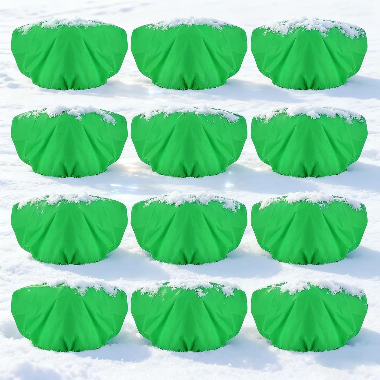 ANPHSIN 12 Pcs Plant Covers Freeze Protection - 19.6in x 39.3in Winter Shrub Plant Protection Bags, Frost Blankets Cloths with Drawstring for Outdoor Garden Rose Bush Plants, Green