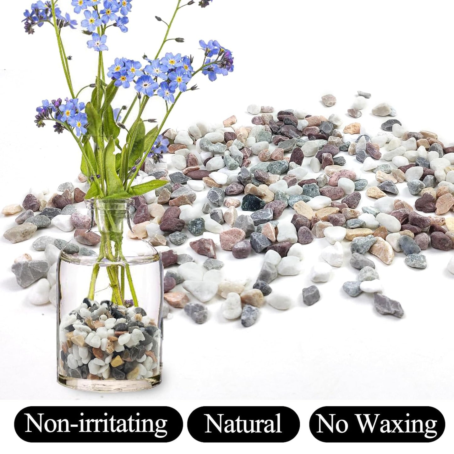 2lbs Mixed Color Pebbles for Plants, 3/8inch Small Rocks for Succulent Cactus Planters, Natural Polished Pebbles, River Rocks for Plants, Vases, Garden