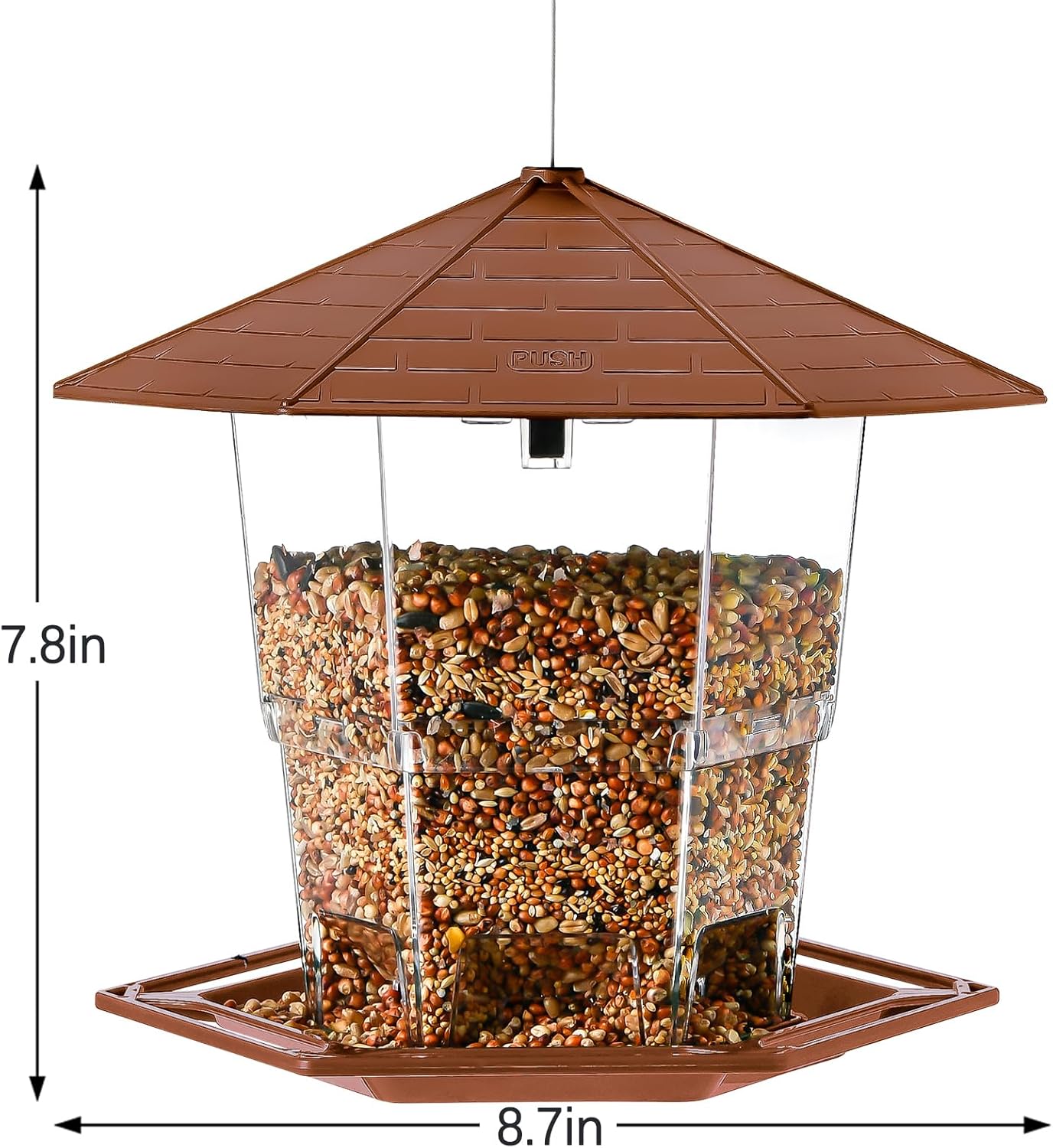 Bird Feeders for Outdoors Hanging Bird Feeder Wild Birds Seed, Brown