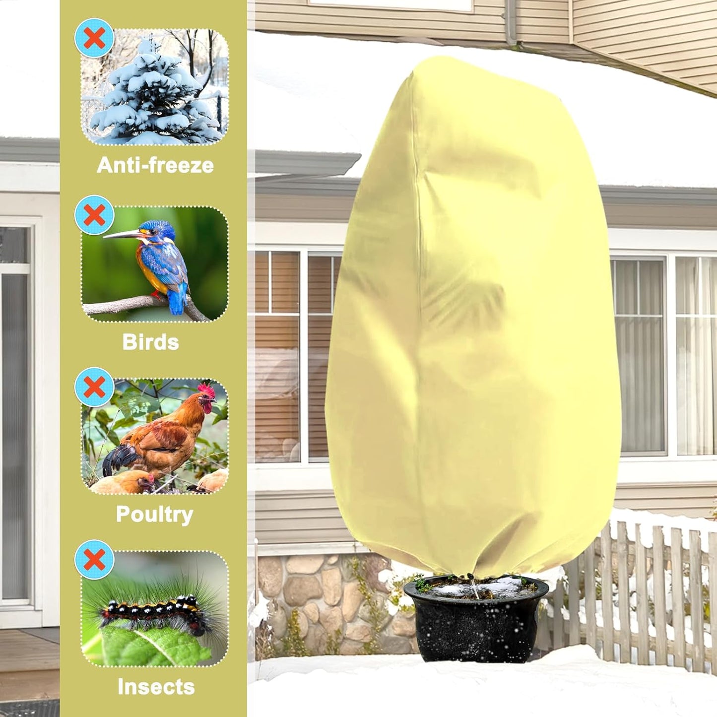 DQS 3 Pack Plant Covers Freeze Protection, 19.6" x 39.3" Winter Frost Protection Blankets Frost Cloth,Suitable for Outdoor Winter Frost, Cold Weather, shrubs, Trees, Jackets, and coverings