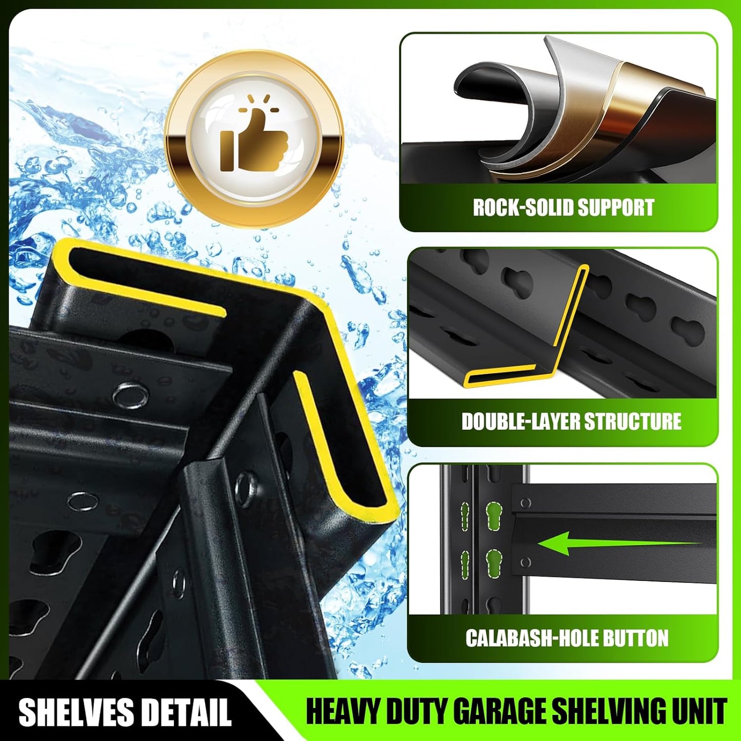 Garage Shelving 3000lb Heavy Duty Shelving Adjustable Metal Shelvings Garage Storage Shelves 5 Tier Utility Shelvin Unit Metal Shelf Rack for Basement Industrial Black 72''H*46''W*20''D,2 Pack