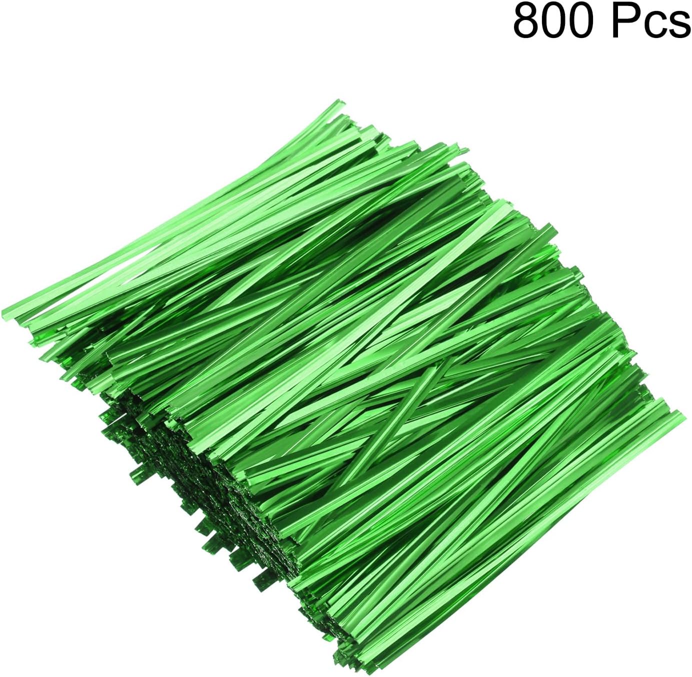 HARFINGTON 800pcs Bag Twist Ties 4" Reusable Plastic Metallic Twist Ties Wire Cable Ties for Party Bread Candy Cake, Green