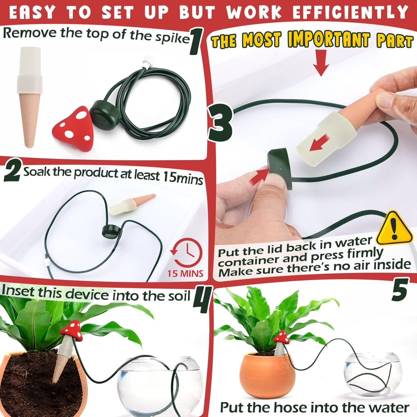 BYDOLL Plant Self-Watering Stakes Automatic Dripper Watering Spikes for Indoor Outdoor Bonsai,Houseplant Insert Devices for Vacation Garden use,Drip Irrigation System for Plant 10 Pack