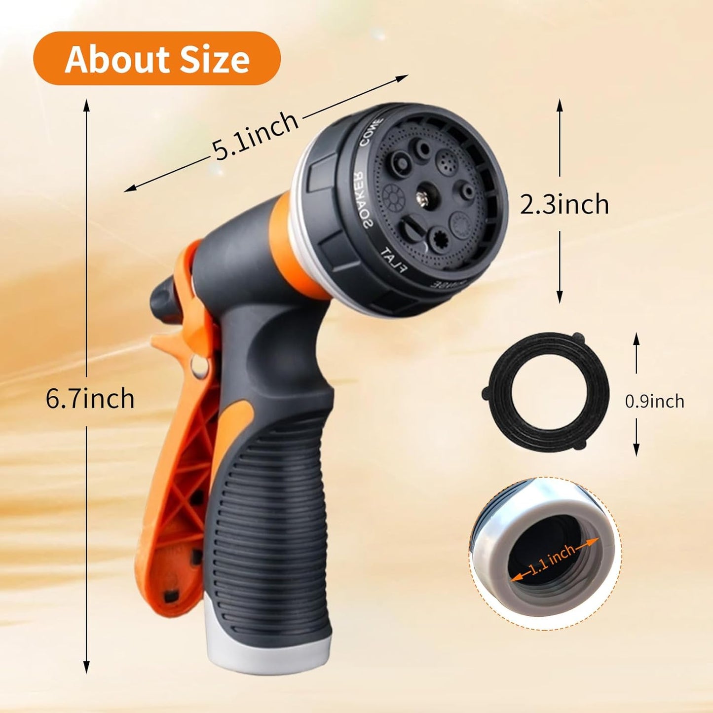 Garden Hose Nozzle 2 Pack - 8 Adjustable Spray Patterns, Heavy Duty Water Hose Sprayer for Car Washing, Plant Watering, Pet Bathing & Outdoor Cleaning