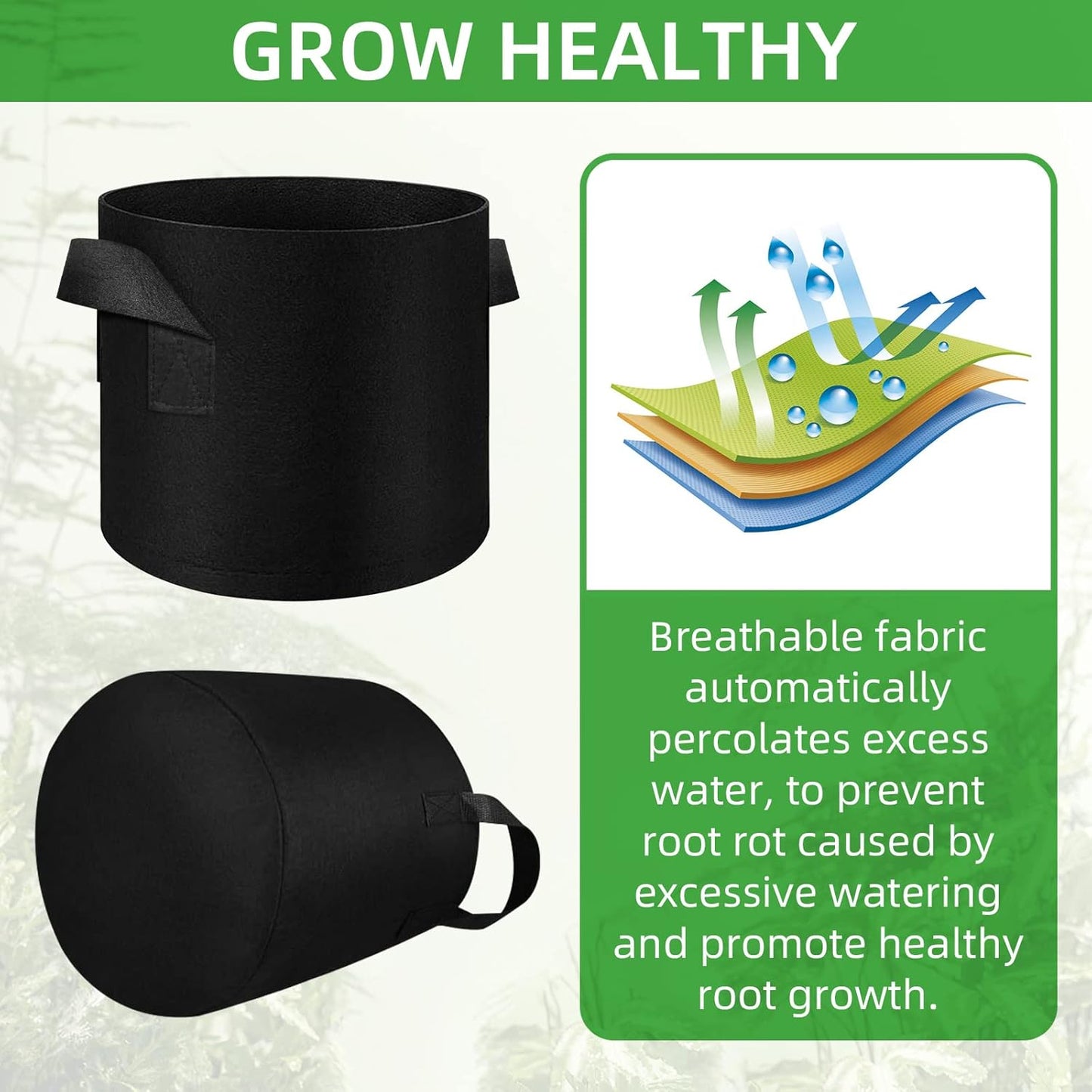 200-Pack 7 Gallon Fabric Grow Bags, Heavy Duty Thickened Nonwoven Plant Grow Bags Aeration Fabric Pots with Handles for Plants