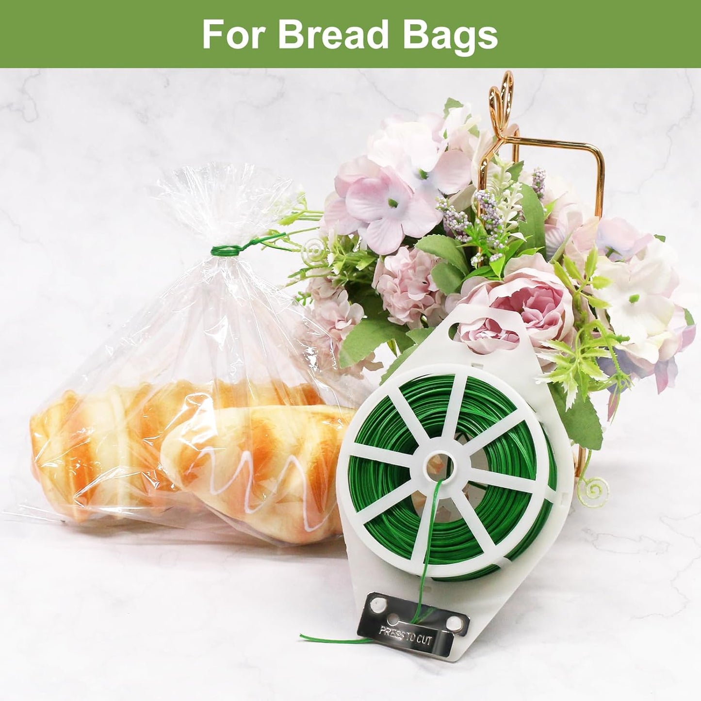 SumDirect Plant Ties,1312FT/400m Green Garden Twist Ties with Cutter for Gardening Plants Growth and Care,Plant Garden Twine Wires for Office Home Cable Organization (1312 Feet / 400 Meters(2 Rolls))