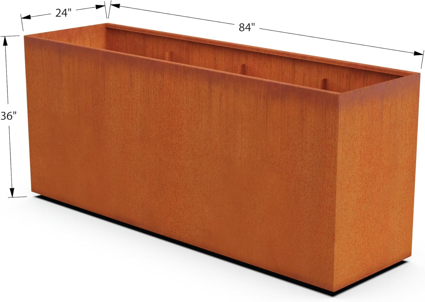 Extra Large Corten Steel Planter, 84x24x36 Large Rectangular Planters for Outdoor Plants, Heavy Duty Metal Planter Box for Patios, Gardens, and Commercial Spaces