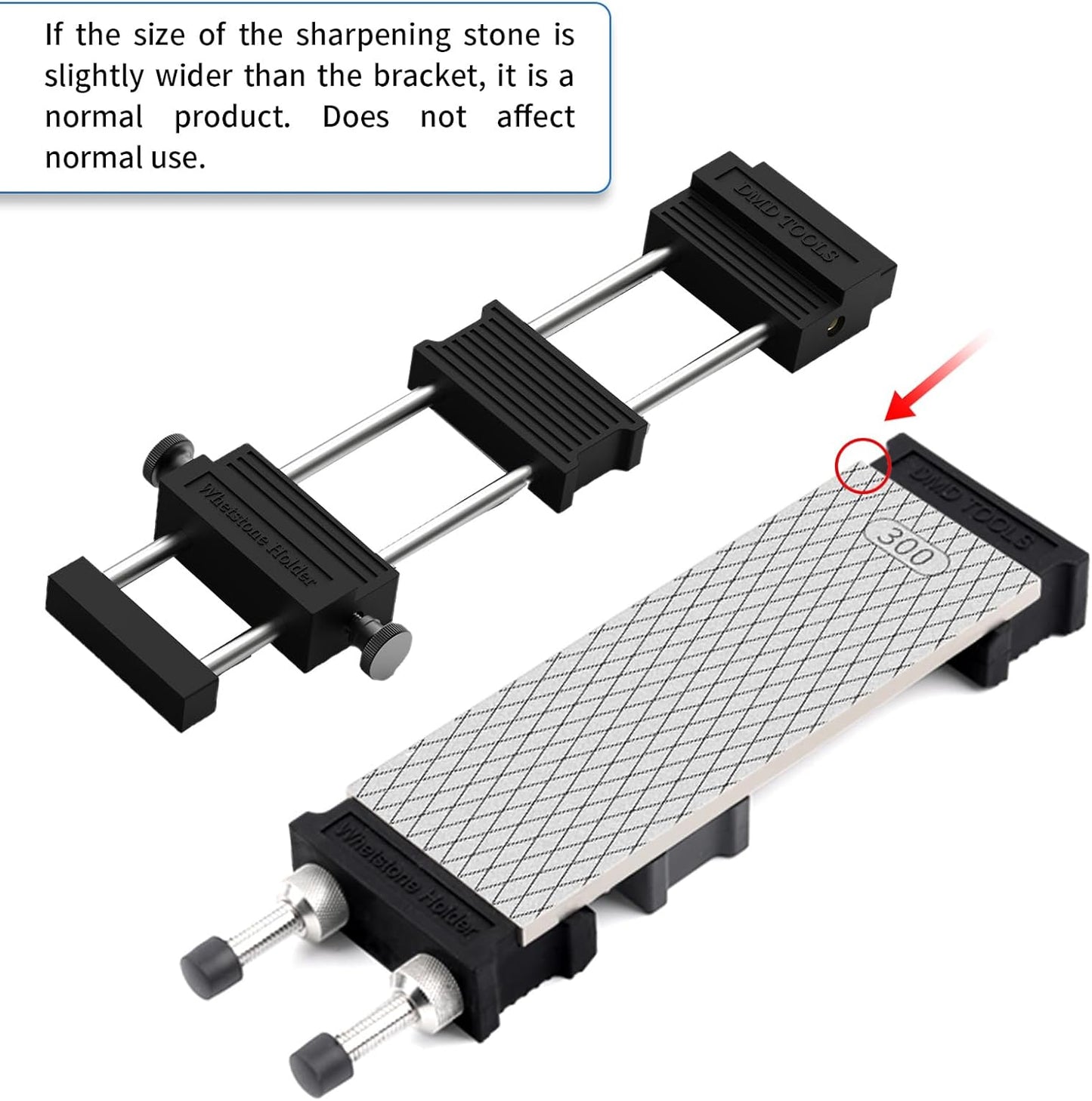 DMD Whetstone Holder with Quick-Adjust Knob | Heavy-Duty Stainless Steel & Non-Slip Rubber Base | Universal Sharpening Stone Clamp for Knives & Tools