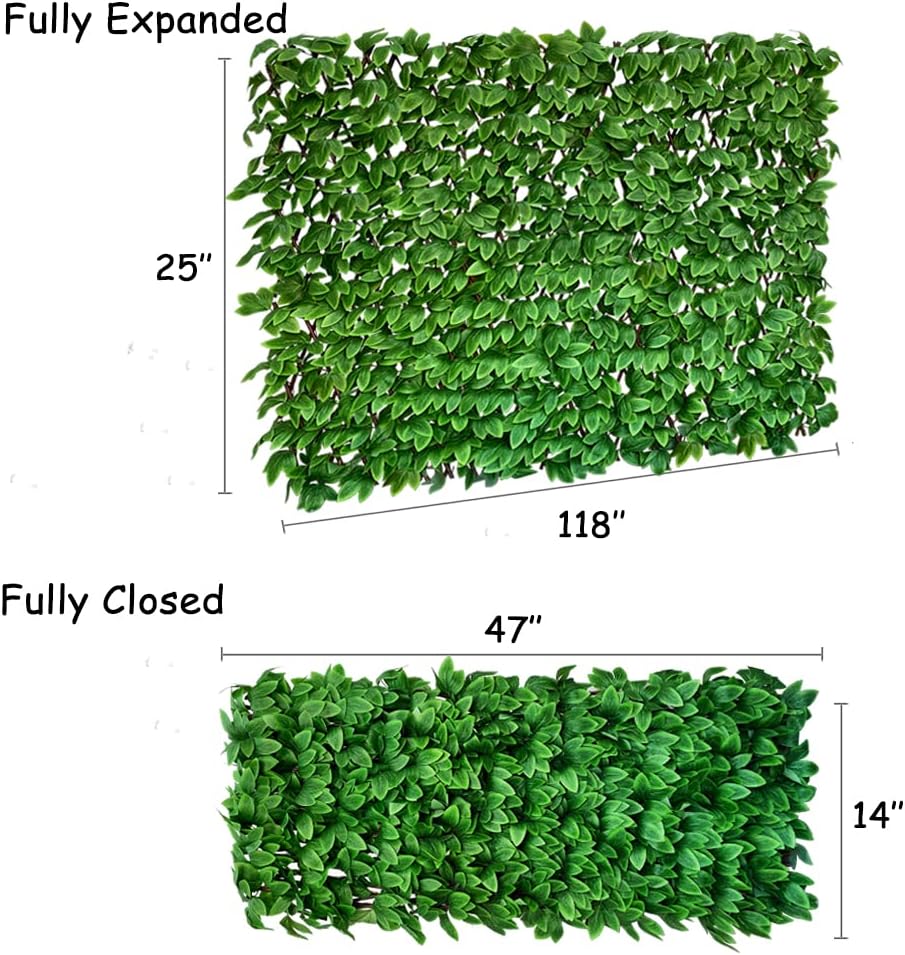Expandable Fence Privacy Screen for Balcony Patio Outdoor,Decorative Faux Ivy Fencing Panel,Artificial Hedges (Single Sided Leaves) (4, Peony Leaf)