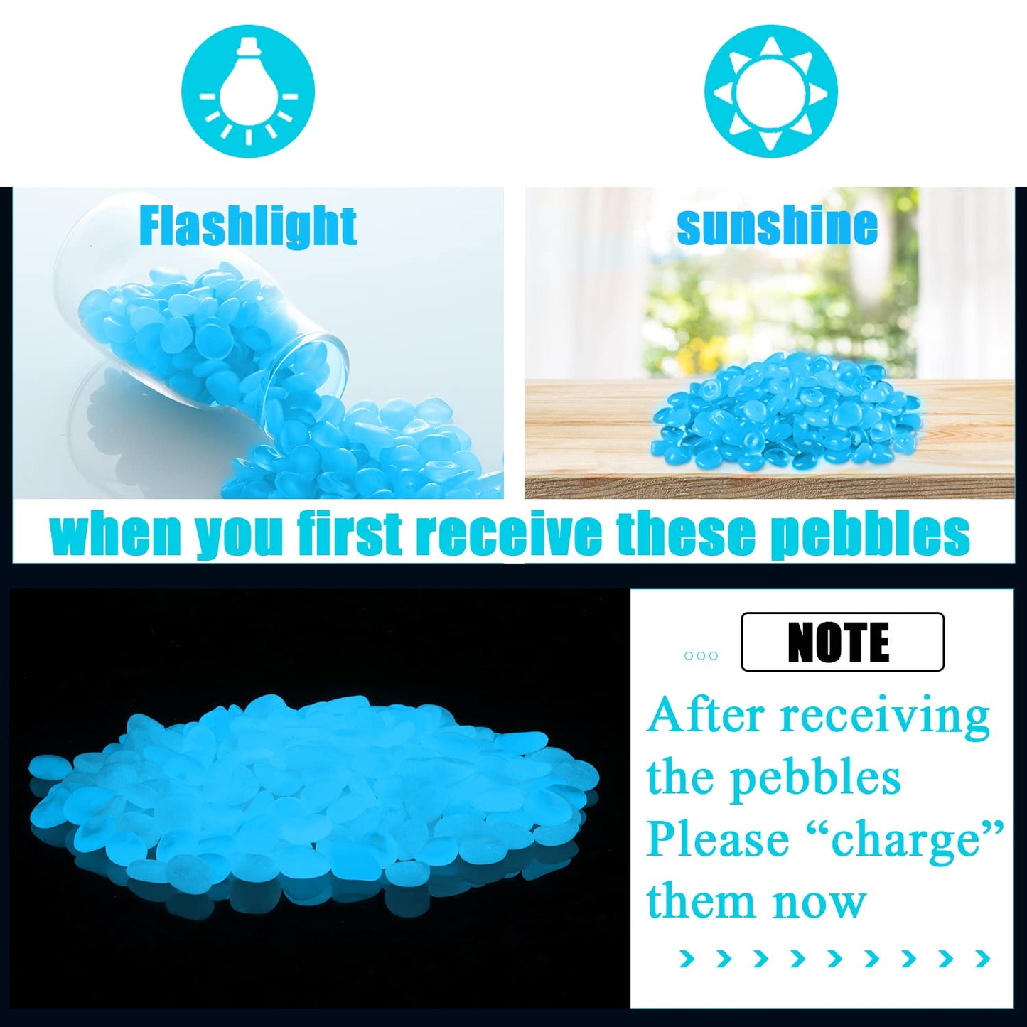 900pcs Glow in The Dark Rocks Outdoor Decorations Stones Small Luminous Pebbles Indoor/Outdoor Decor for Garden Fish Tank Aquarium Planter Walkway - Multi