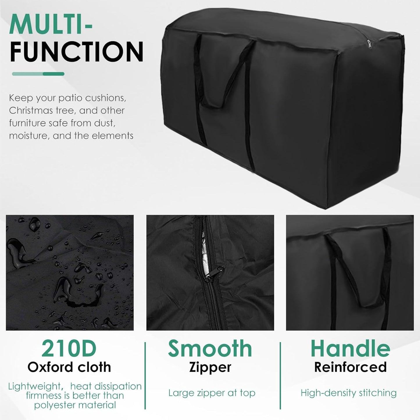 4 Pack Outdoor Cushion Storage Bag Large Storage Bags with Zipper 68" x 30" x 20" inch Waterproof Heavy Duty for Patio Cushion, Comforter, Pillow, Furniture, Toy, Christmas Tree Storage(4)