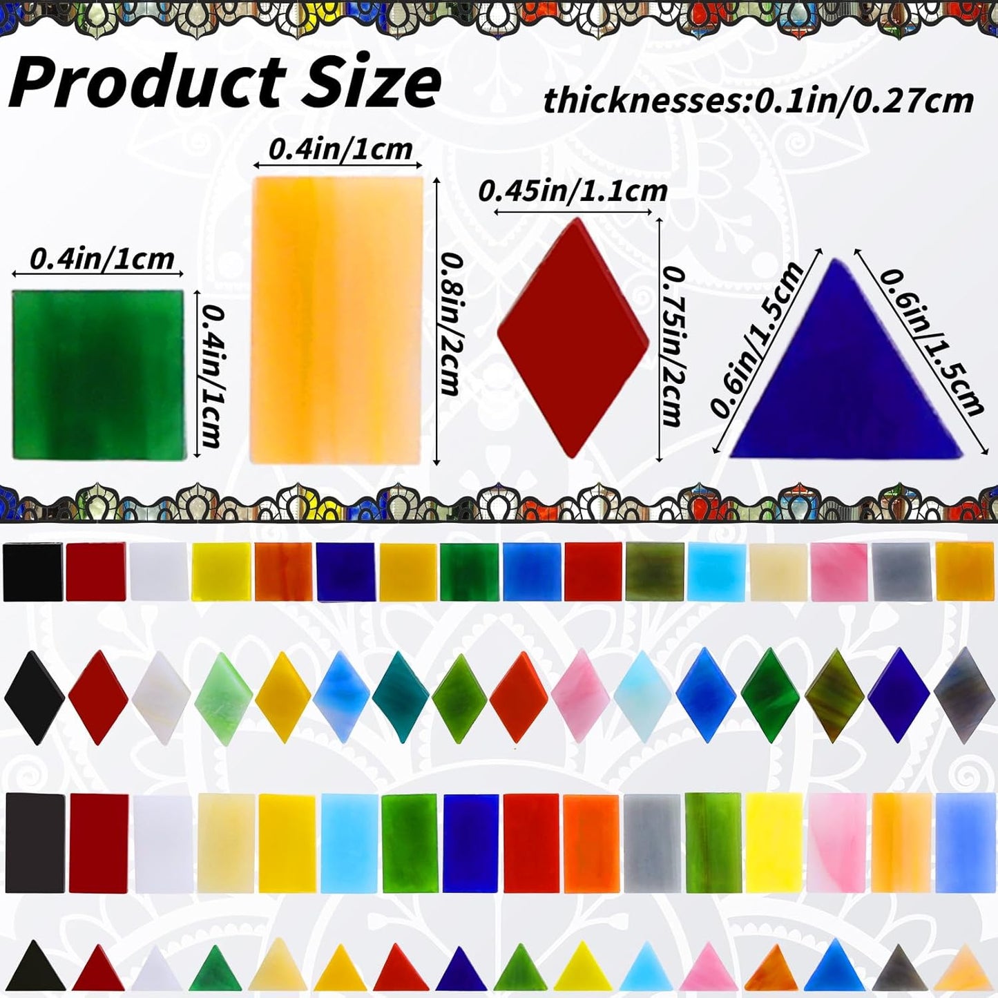 2400 Pcs Mosaic Tiles, Glass Mosaic Tiles for Crafts Bulk, Assorted Color Stained Mosaic Glass Pieces, Mosaic Supplies for Home Decoration, Art Crafts, DIY Projects, Opaque