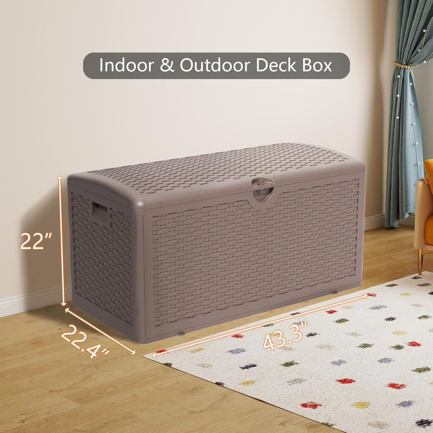 80 Gallon Pro Outdoor Storage Box Waterproof Lockable Resin Deck Box Large, Patio Storage Bin for Pool Accessories Cushion Furniture, Garden Tools, UV-Resistant Outside Delivery Brown