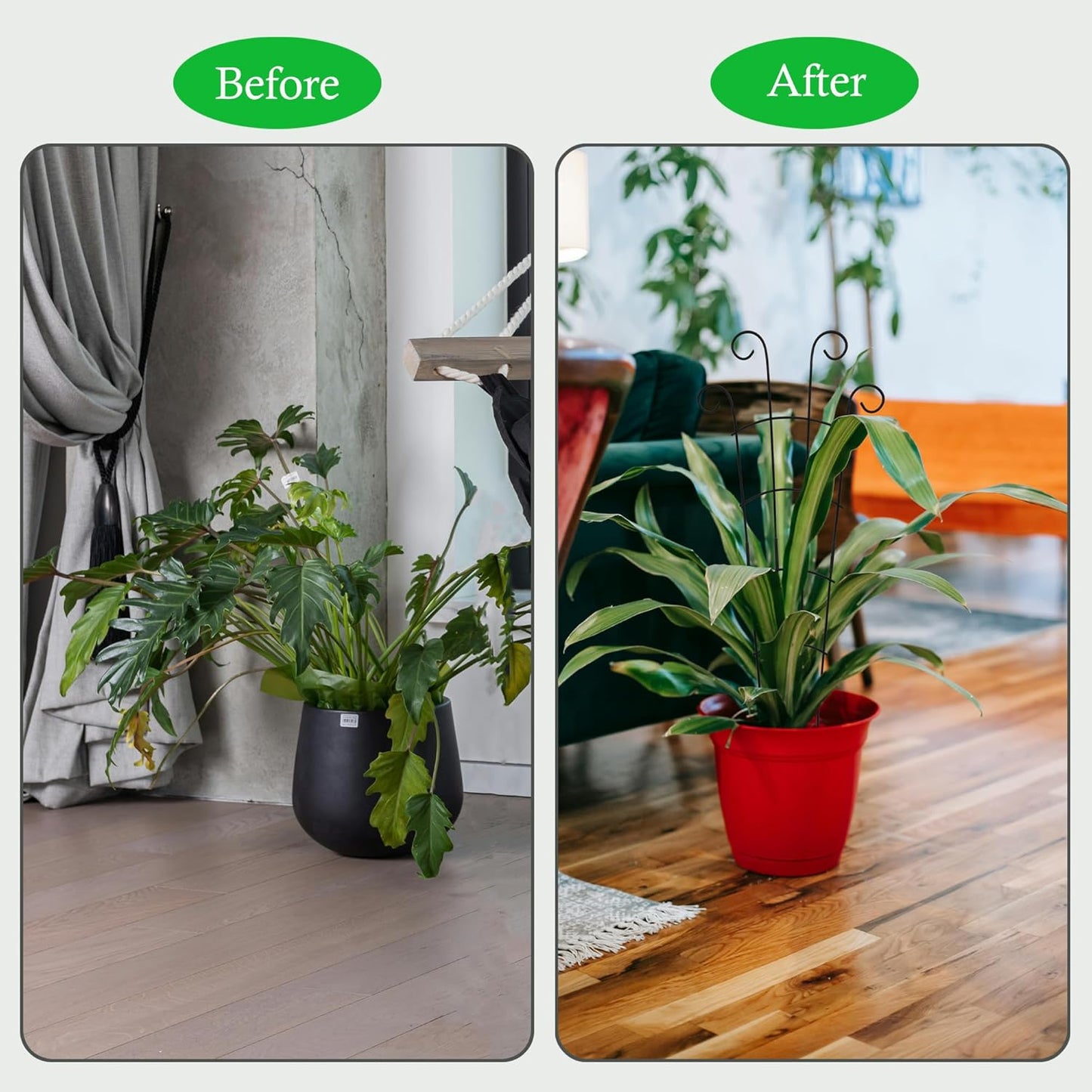 30 Inch Plant Trellis Indoor for Potted Plants 3 Pack Indoor Plant Trellis for Climbing Plants Stackable Houseplant Support Metal Garden Pot for Vine Ivy(30inch Black)