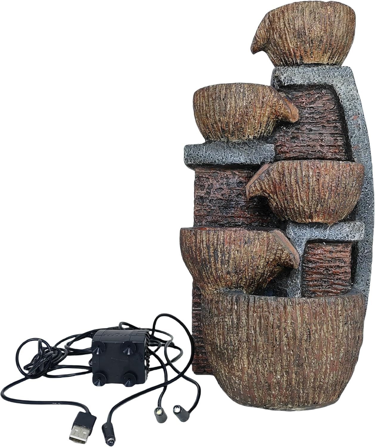 Indoor Desktop Fountain, LED Light Layered Rock Water Waterfall Fountain, 13.77 x 5.51 x 6.69 in, Indoor Desktop Decoration, Quiet and Relaxing Indoor Water Feature Decoration