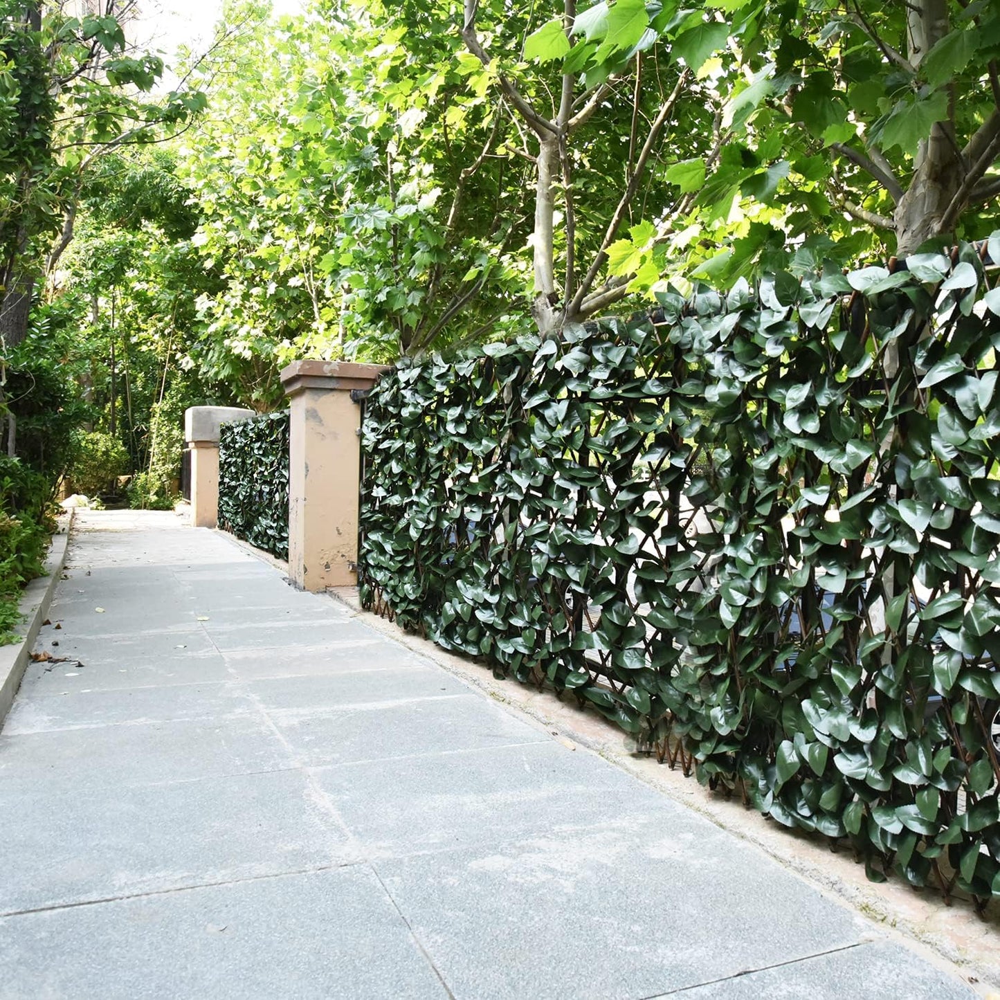 Expandable Faux Ivy Fence,Artificial Privacy Screen Decor for Outdoor Wall, Balcony and Patio, Single Sided Leaves (1, DarkGreen)