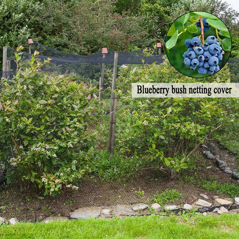 Junflying Bird Netting, 25x25 FT – 1/2" Mesh, Woven Black Netting for Garden Protection with Ties, Protects Vegetables, Fruit Trees, Blueberry Bushes & Strawberry Plants