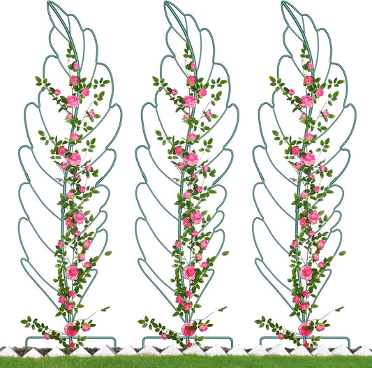 3 Pack Metal Garden Trellis for Climbing Plants,Green Metal Garden Trellis for Vines Plant Rose Vegetable Support,Large Decorative Outdoor Trellis