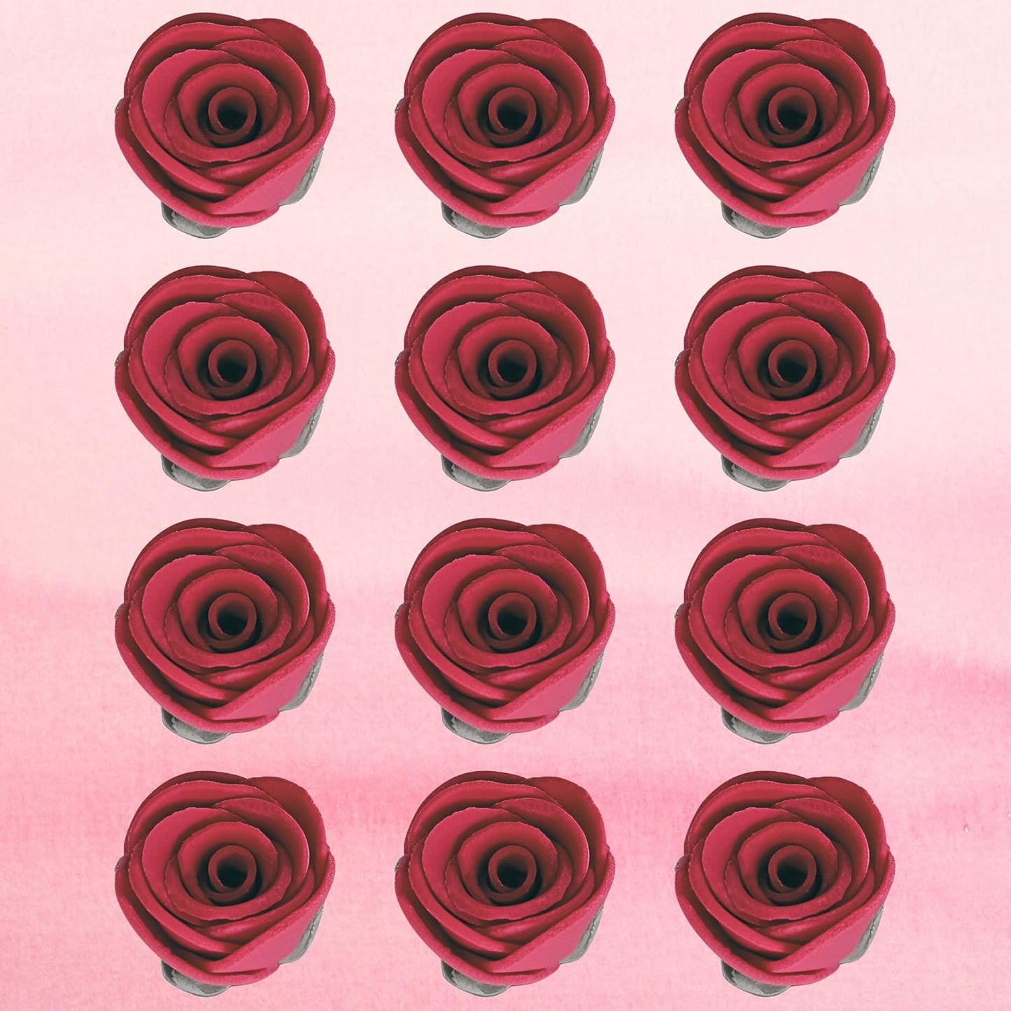 Confect Edible Flower | Edible Flower for cake decorations | Edible Flower Cupcake Toppers | Cupcakes & Doughnut Edible Toppers | Rich Deep Burgundy Sugar Flower- Pack of 12