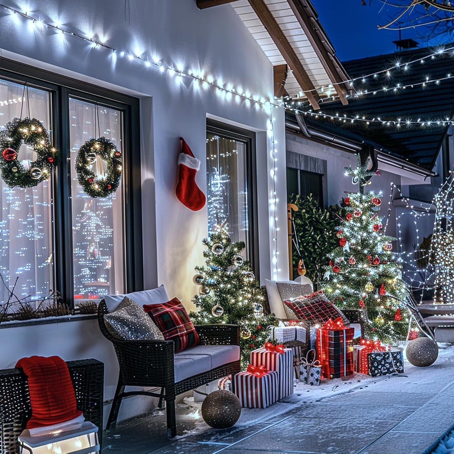 JMEXSUSS 2 Pack Solar String Lights Outdoor Waterproof, Total 400 LED 151FT Solar Christmas Lights Outdoor, 8 Modes White Solar Light for Outside Yard Patio Tree Garden Christmas Decorations