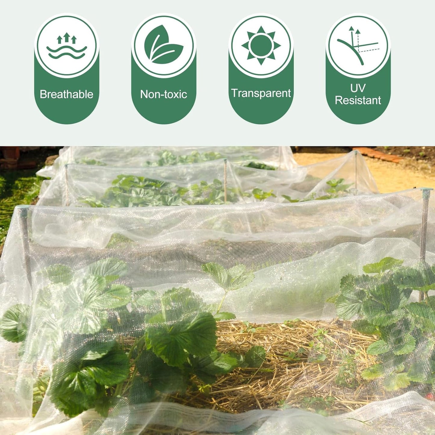 Garden Netting Pest Barrier 10 x 50FT Garden Mesh Netting Insect Netting Garden Neting for Raised Beds Garden Insect Barrier Plant Mesh Cover for Vegetable Flowers Fruits Plants Greenhouse