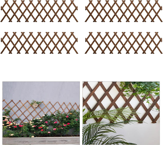 4 PCS Expandable Garden Trellis, 13.4" x 60" Trellis for Climbing Plants Outdoor, Wooden Lattice Fence Wall Panel Lattice Panels for Outside, for Climbing Plants Vine Ivy Rose Cucumbers Clematis