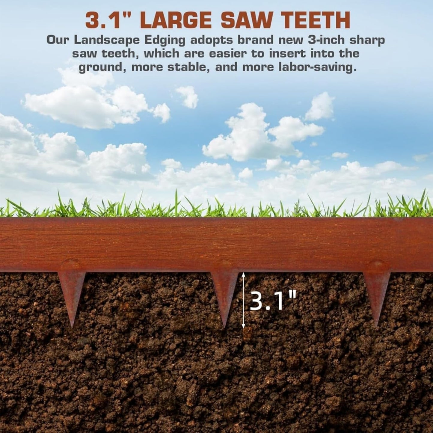 42 Inch Cor-Ten Steel Landscape Edging, 7.9 Inch Hammer in Metal Landscape Edging, Garden Edging for Lawn, Pathway, Yard