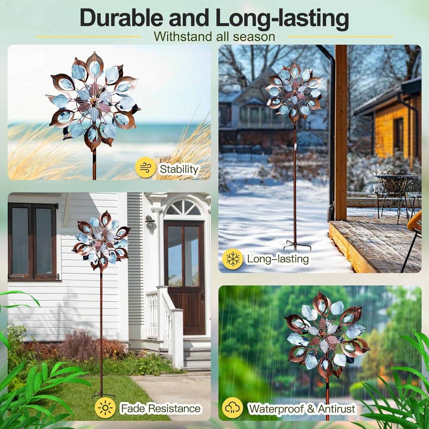 Wind Spinners Outdoor for Yard and Garden, Metal Large Wind Spinner & Sculptures 84 Inch, Garden Spinner Windmills for Yard Decor Gifts for Family Friends