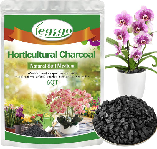 Legigo 6QT All Natural Horticultural Charcoal- Activated Hardwood Plant Charcoal for Soil Amendment, Conditioning Bonsai Soil, Succulent Soil, Terrarium Supplies, Indoor Plant Potting Soil