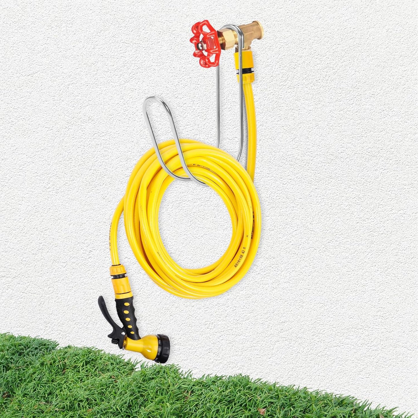 Garden Hose Holder Water Hose Storage Hook Hose Hanger,304Stainless Steel Solid Hose Hook Holds Up to 50Ft Hose Perfect for Garage, Garden, Tool Room(Chrome 1pcs)