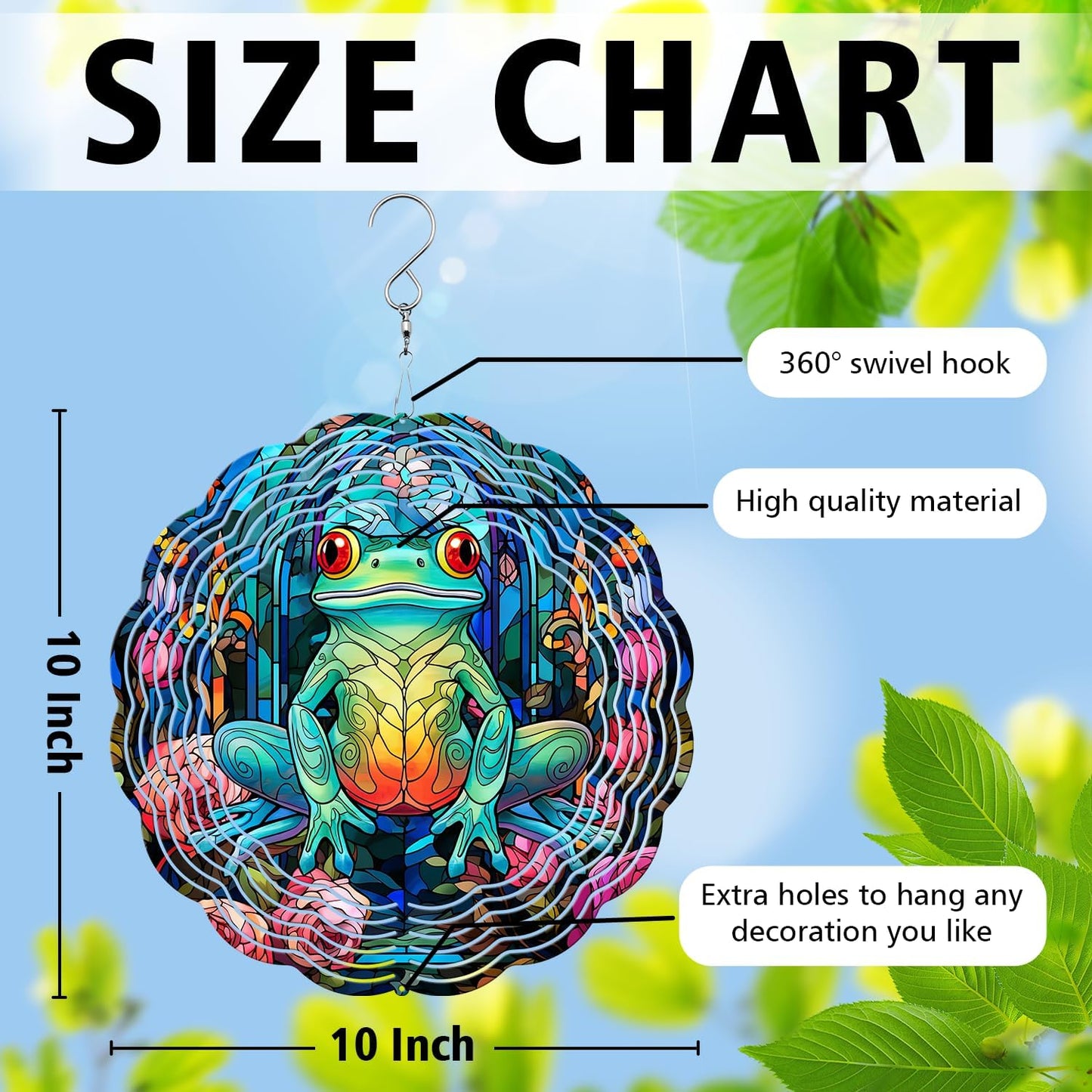 Frog Yard and Garden Wind Spinner, Unique 3D Hanging Frog Wind Spinner